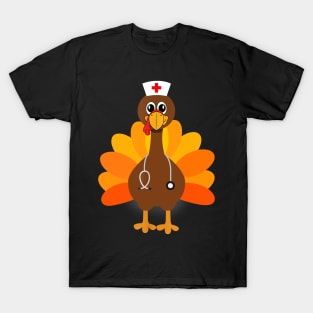 Thanksgiving Scrub Tops Women Turkey Nurse Holiday Nursing Shirt T-Shirt